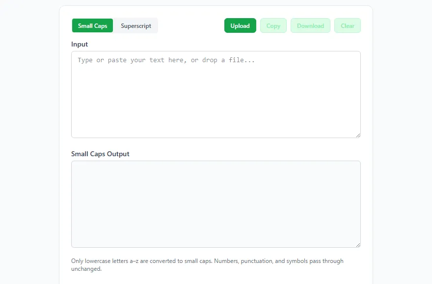 Small Caps & Superscript Generator tool